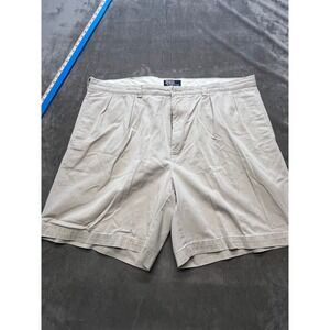 Polo Ralph Lauren Mens‎ Khaki Pleated Shorts Size 44 Cotton Casual Summer